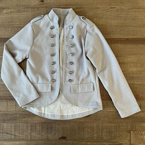 Light Gray Sargent Pepper Military Style Jacket with Lining Faux Pockets